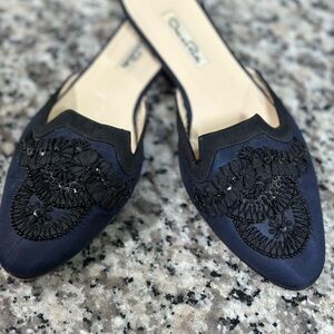 Oscar de la renta mules! Navy with black stones, sz39.5